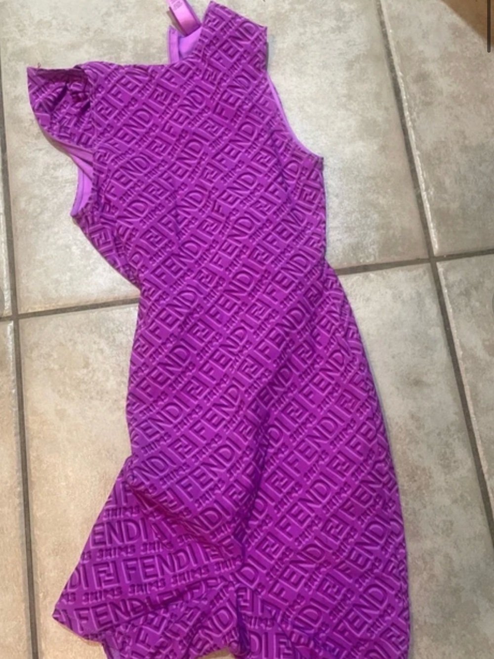 Fendi Purple Logo-Embossed Romper